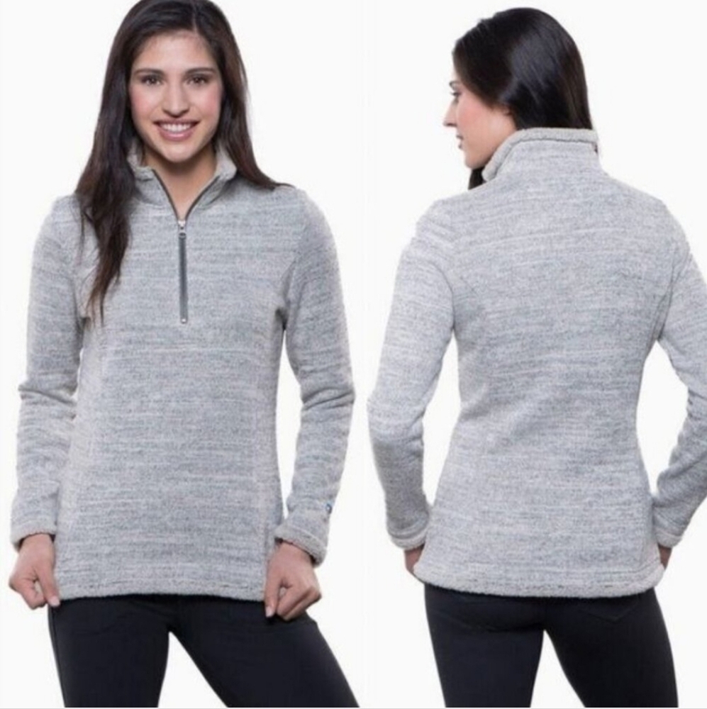 Kuhl Alaska Quarter Zip Pullover Vneck Gray Womens Small